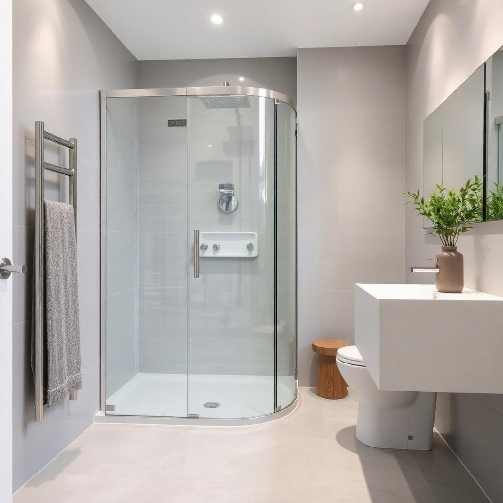Modern wet room with safety vinyl
